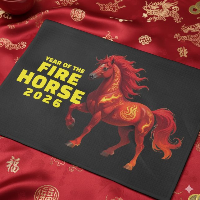 Stunning Chinese Year of the Fire Horse 2026 Kitchen Towel (Festive Year of the Fire Horse 2026D Kitchen Towel Cover Photo)