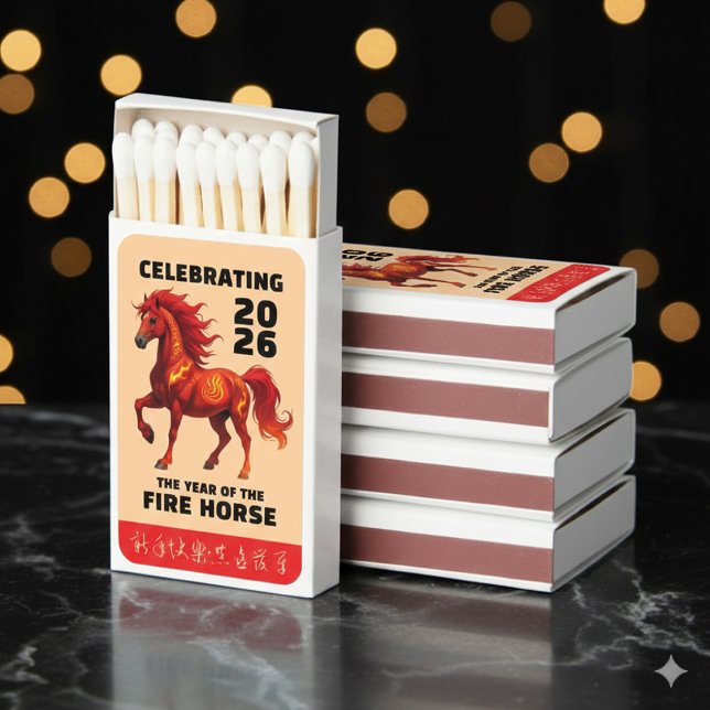 Stunning Chinese Year of the Fire Horse 2026 Matchboxes (Stunning Chinese New Year of the Fire Horse 2026 Matchbox Favors Cover Photo)