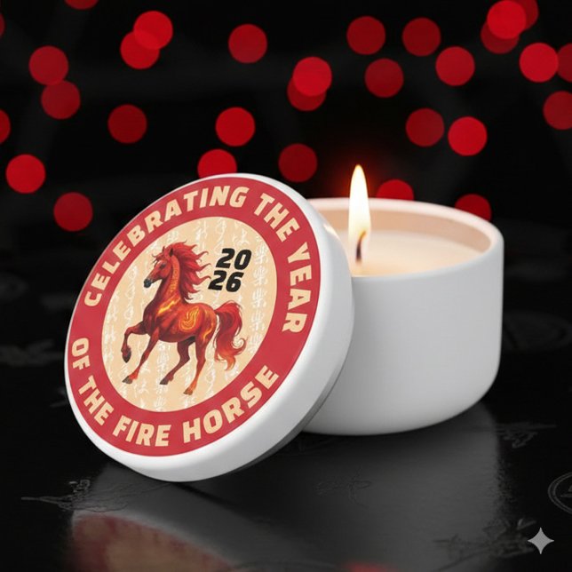Stunning Chinese Year of the Fire Horse 2026 Mini Candle Favors (Chinese New Year of the Fire Horse 2026 Travel Candle Favor Cover Photo)