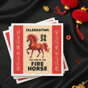 Stunning Chinese Year of the Fire Horse 2026 Napkins