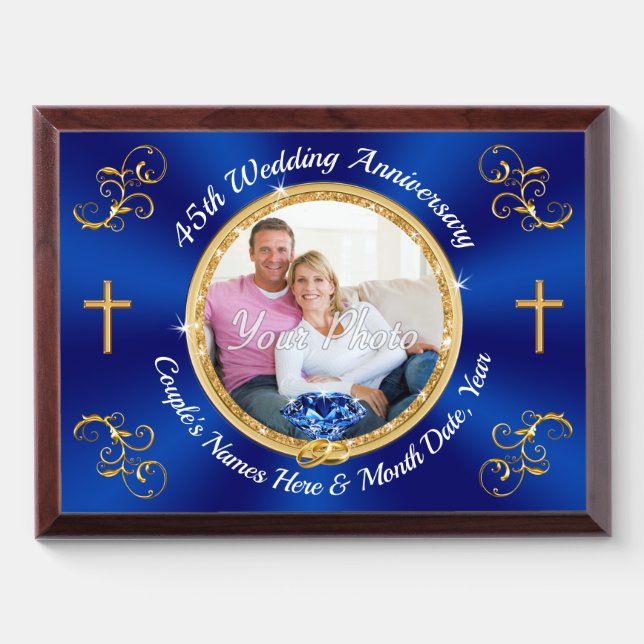 Stunning Christian, 45th Wedding Anniversary Gifts Award Plaque (Horizontal)