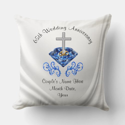 Stunning Christian 65th Wedding Anniversary Gifts Throw Pillow