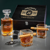 Stunning Cigar Set with Crystal Whiskey Decanter (Front)