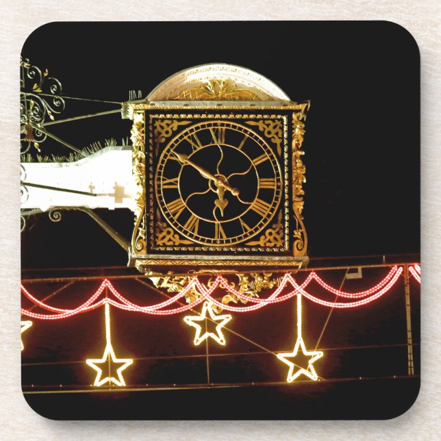 Stunning Clock at Xmas Beverage Coaster (Front)