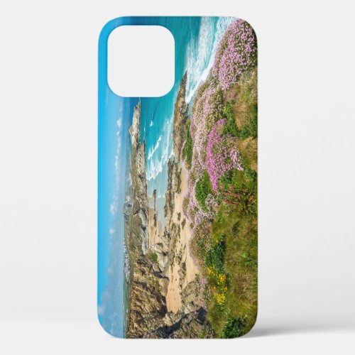 Stunning coastal scenery Newquay beach Cornwall UK iPhone 12 Case