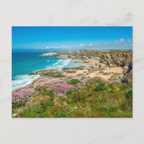 Stunning coastal scenery Newquay beach Cornwall UK Postcard