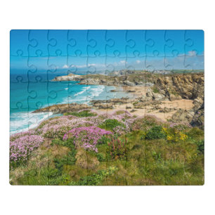 Stunning coastal scenery with Newquay beach Jigsaw Puzzle