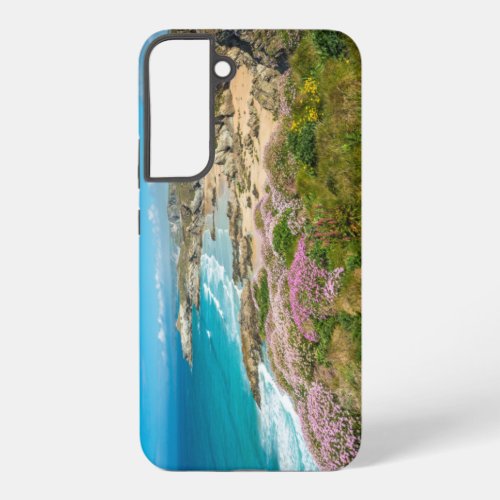 Stunning coastal scenery with Newquay beach Samsung Galaxy S22 Case