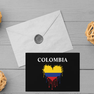 Stunning Colombia Dripping Heart Flag Postcard