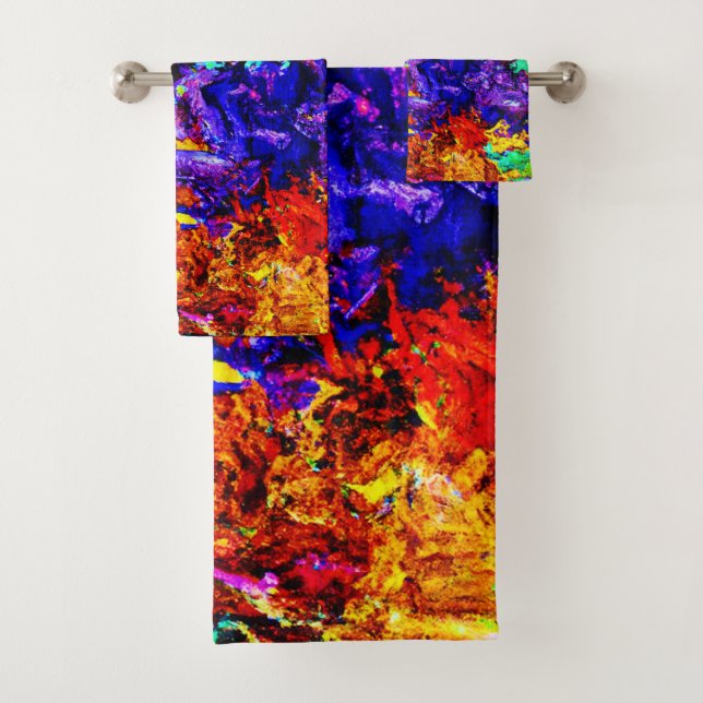 Stunning Colorful Abstract Pattern Bath Towel Set (Insitu)