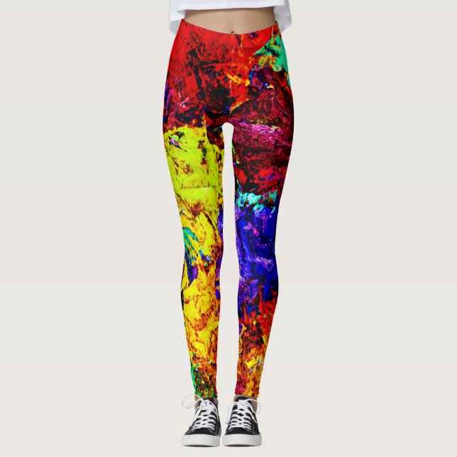 Stunning Colorful Abstract Pattern Leggings (Front)
