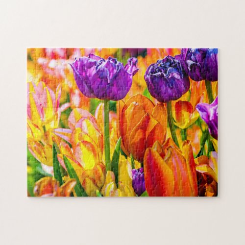 Stunning Colorful Charming Tulip Flowers Jigsaw Puzzle