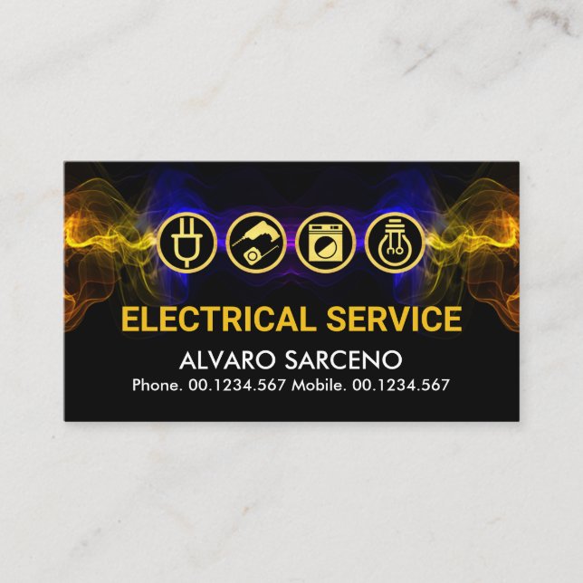 Stunning Colorful Electrical Lightning Electrician Business Card (Front)