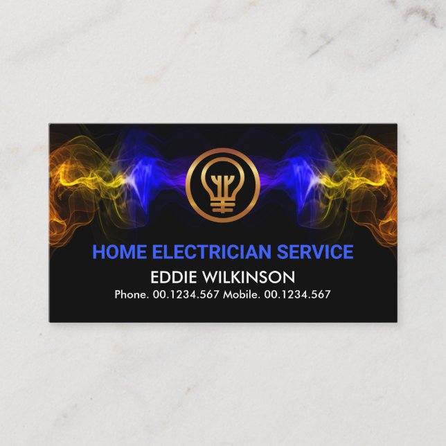 Stunning Colorful Electrical Lightning Electrician Business Card (Front)