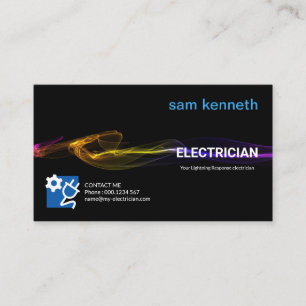 Stunning Colorful Lightning Strike Electrician Business Card