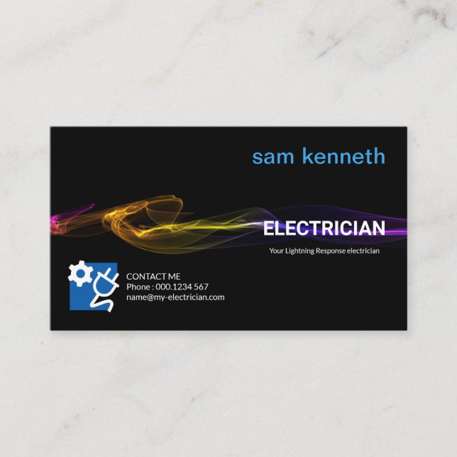 Stunning Colorful Lightning Strike Electrician Business Card (Front)