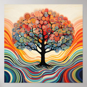 Stunning colorful Op Art tree poster
