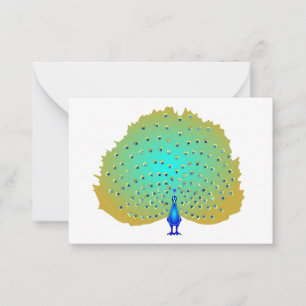 stunning colorful peacock hearts Flat Note Card
