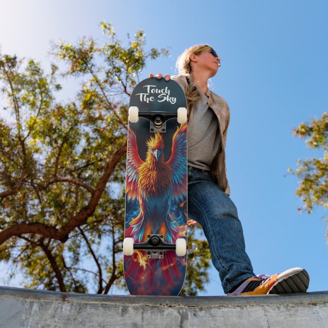 Stunning Colorful Phoenix Arising from the Flames Skateboard (Outdoor 1)