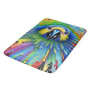 Stunning Colorful Splatter Paint Parrot Bath Mat