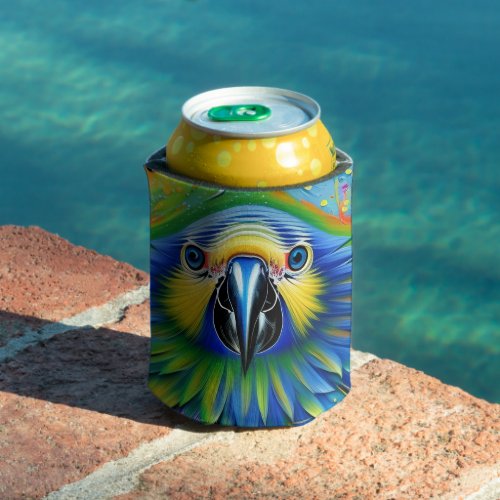 Stunning Colorful Splatter Paint Parrot Can Cooler