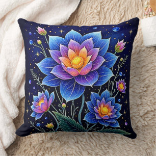 Stunning Cosmic Floral Dreams Design Throw Pillow
