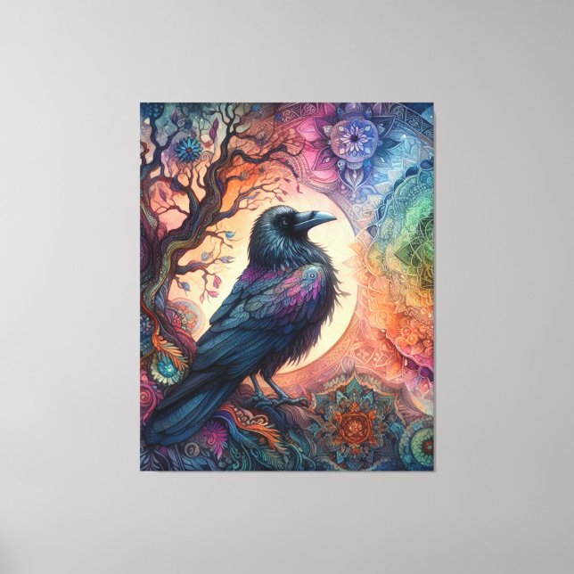Stunning Crow Tree of Life Mandala Pagan Gothic    Canvas Print (Front)
