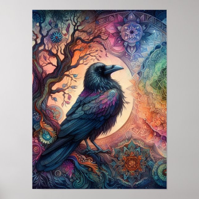 Stunning Crow Tree of Life Mandala Pagan Gothic    Poster (Front)