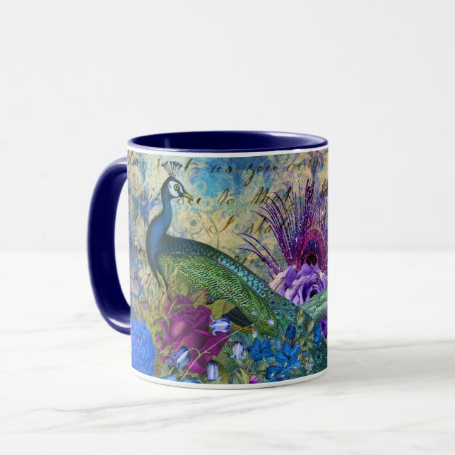 Stunning Custom Monogram Peacock Mug (Front Left)