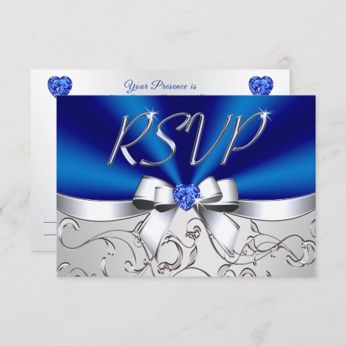 Stunning Custom Sapphire Wedding Menu Choice Cards