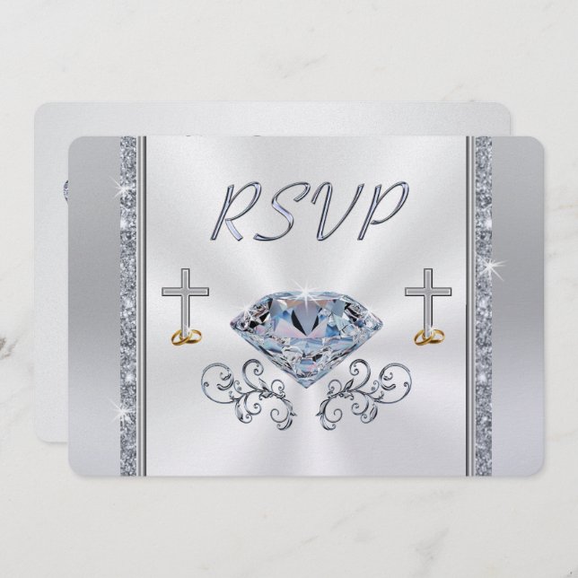 Stunning Customizable Christian Diamond RSVP Cards (Front/Back)