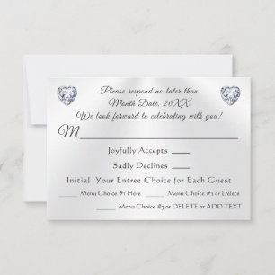 Stunning Customize Wedding, RSVP with Meal Choice Invitation