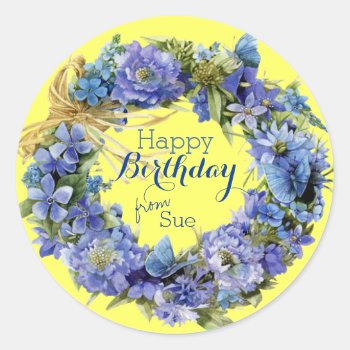 Stunning Customized Floral Birthday Stickers by Siberianmom at Zazzle