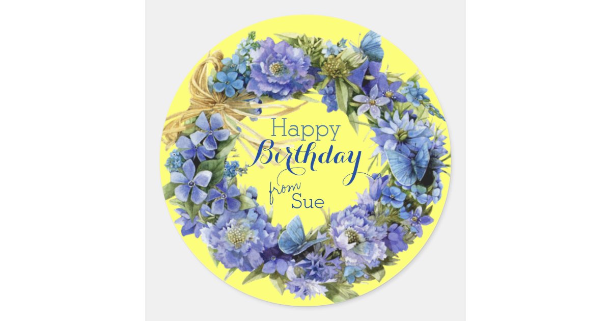 Stunning Customized Floral Birthday Stickers | Zazzle