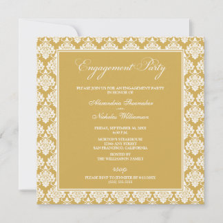 Stunning Damask Engagement Party Invite (gold)