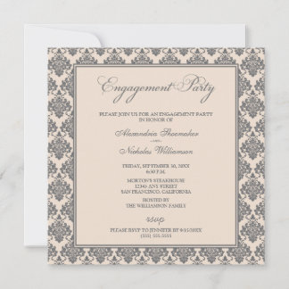 Stunning Damask Engagement Party Invite (grey)
