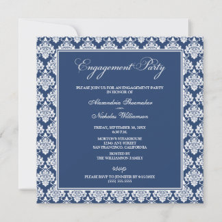 Stunning Damask Engagement Party Invite (navy)