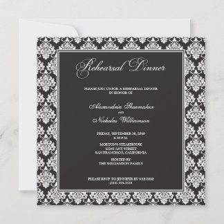 Stunning Damask Rehearsal Dinner Invite (black)