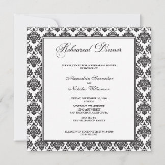 Stunning Damask Rehearsal Dinner Invite (black)