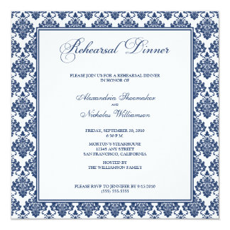 Stunning Damask Rehearsal Dinner Invite (navy)