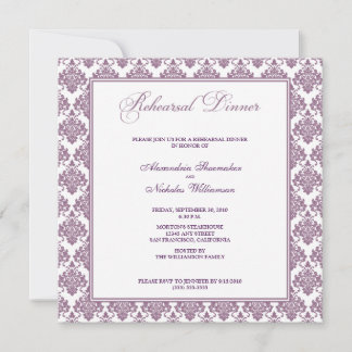 Stunning Damask Rehearsal Dinner Invite (purple)