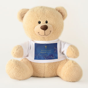 Stunning Dark Blue with Faux Gold Glitter Baptism Teddy Bear