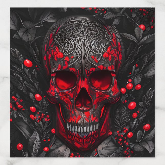 Stunning Dark Fantasy Skull and Red Berries Envelope Liner (Design)