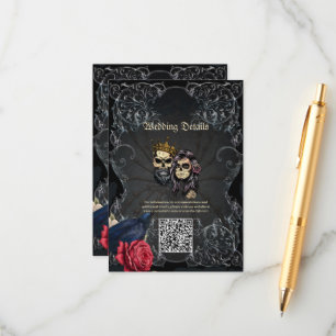 Stunning dark gothic wedding design with skulls  enclosure card