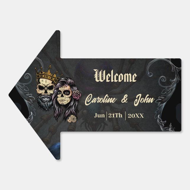 Stunning dark gothic wedding design with skulls  sign (Front)