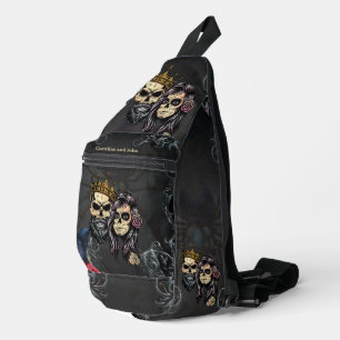 Stunning dark gothic wedding design with skulls sling bag