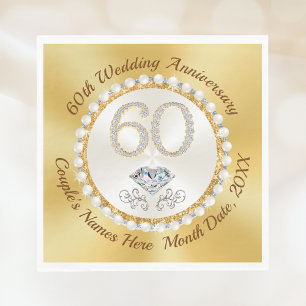 Stunning Diamond, 60th Wedding Anniversary Napkins