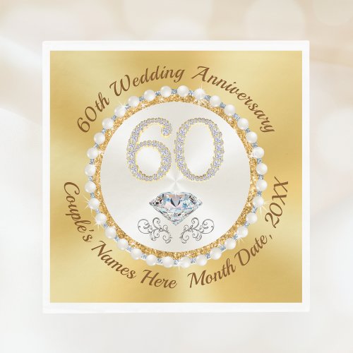 Stunning Diamond 60th Wedding Anniversary Napkins