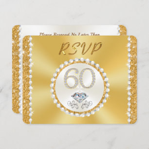 Stunning Diamond, 60th Wedding Anniversary, RSVP Invitation