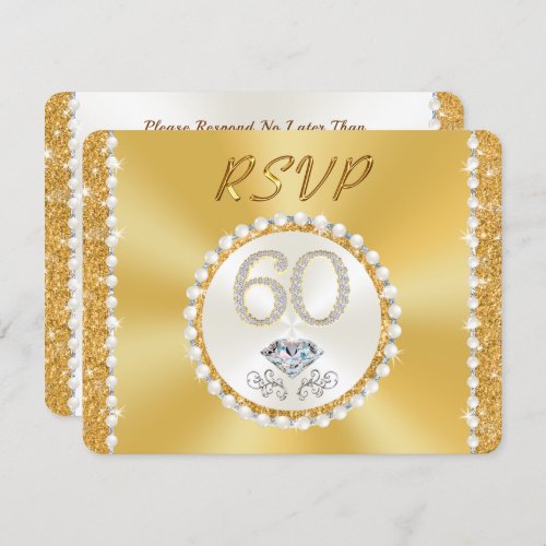 Stunning Diamond 60th Wedding Anniversary RSVP Invitation
